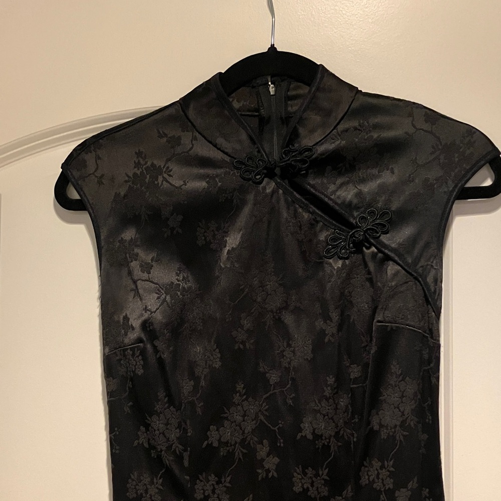 Fire Los Angeles Black Vintage Asian inspired Textured Dress - Picture 2 of 6